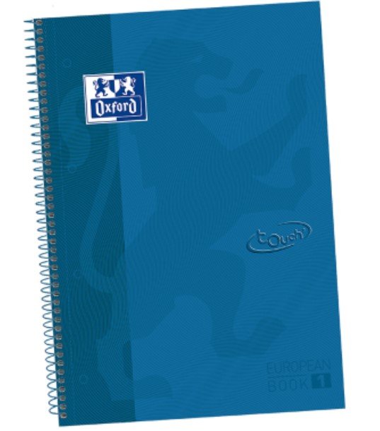 Oxford Cuaderno Europeanbook 1 Touch Microperforado Write & Erase A4+ 80h 5x5mm T/Extradura Azul Denim