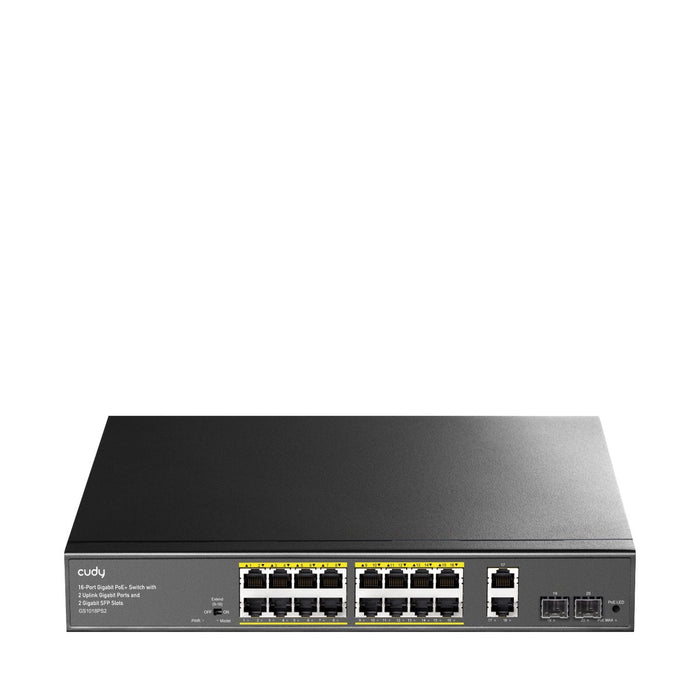Switch Cudy 20 Puertos - Capacidad Conmutacion 40gbps - 16x Rj45 Poe+ - 2x Rj45 Gbe - 2x Gigabit Sfp - Reinicio