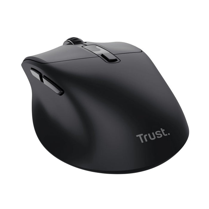 Mouse Trust Wireless Zevo Bt/2.4ghz 6 Botones 1200-3200dpi Recargable Color Negro.