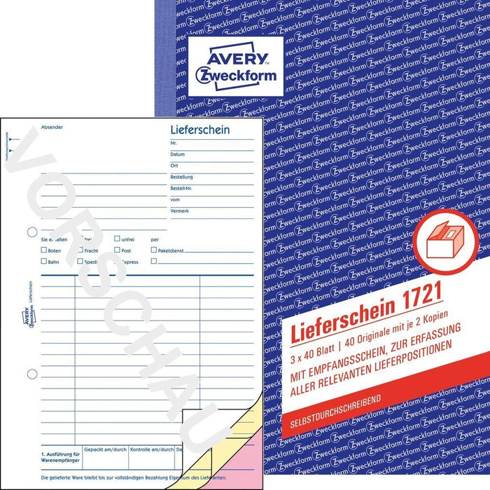 Avery Zweckform Lieferschein - 40 Hoja - A5 (148 X 210 Mm)