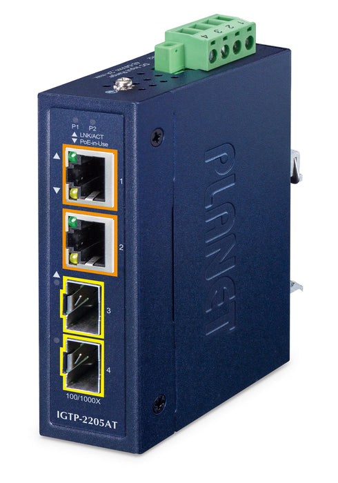 EAN 4711605284417 - PLANET IP30 Compact size 2-Port IGTP-2205AT convertidor de medio Azul imagen 1