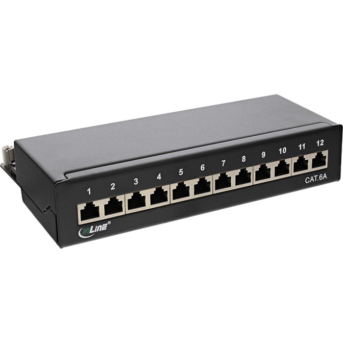 Inline Patch Panel Cat.6a Montaje De Mesa/Pared 12 Puertos Negro Ral9005