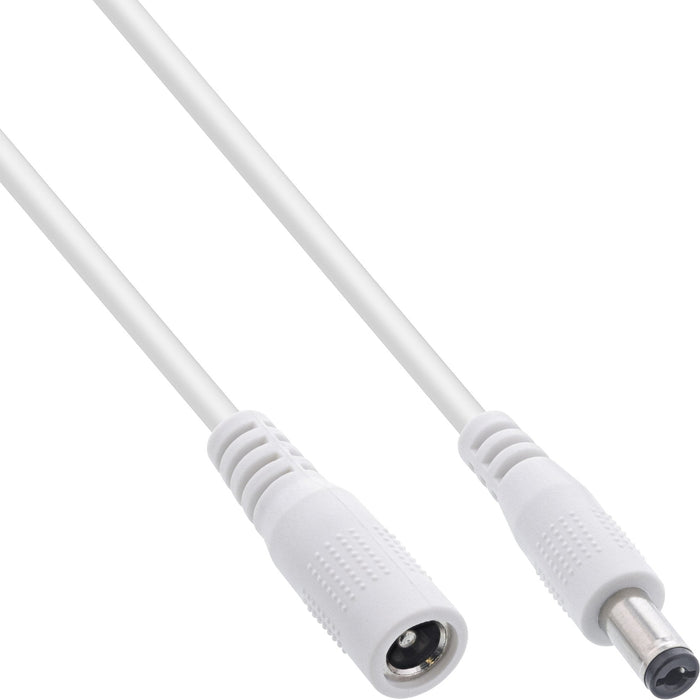 Cable De Extensión De Cc Inline, Enchufe De Cc Macho/Hembra 5,5x2,5 Mm, Awg 18, Blanco, 1 M
