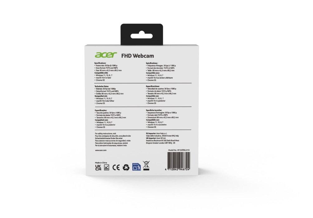 EAN 4712842946724 - Acer HP.EXPBG.019 cámara web 2 MP 1920 x 1080 Pixeles USB Negro imagen 11
