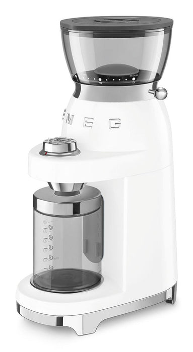 Molinillo De Café Smeg Cgf03wheu, 15 Grados De Molienda, Depósito De 240 G, 150 W, Blanco.