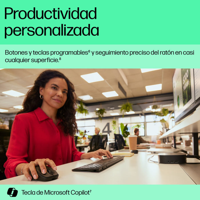 EAN 0198122955282 - HP 725 Multi-Device Rechargeable Wireless Keyboard and Mouse Combo teclado Ratón incluido Oficina RF Wire imagen 2