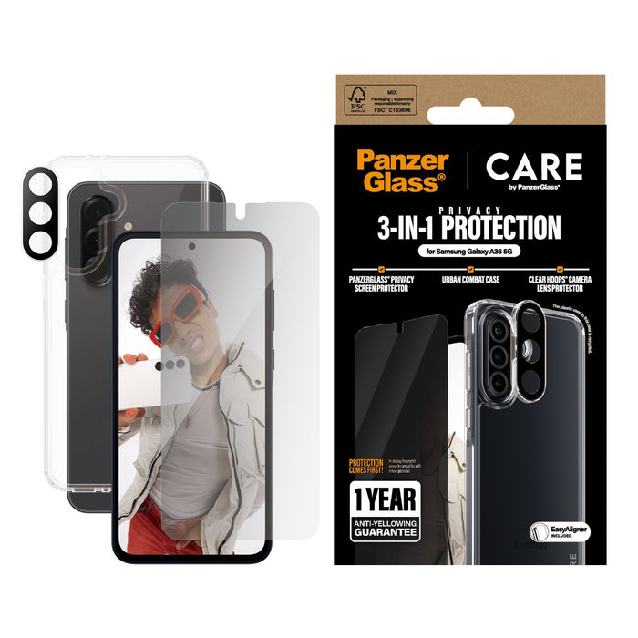 EAN 5715685016202 - PanzerGlass ® | CARE™ by ® 3-in-1 Privacy Bundle Samsung Galaxy A36 5G Protector de pantalla 1 pieza(s) imagen 2