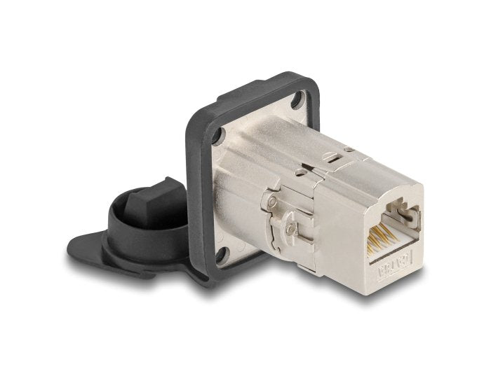 Delock 67061 Conector Empotrable Rj45 Tipo-D Cat.6a Stp Con Tapa Protectora Ip66 Resistente Al Polvo Y Al Agua