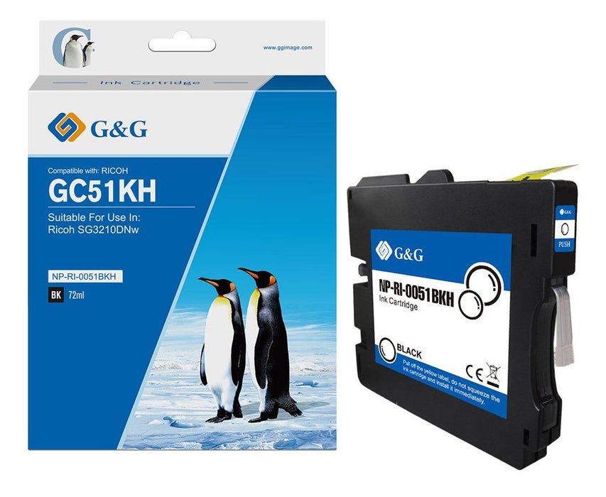 G&G Tintencartucho Compatible Ricoh Gc51kh 405862 Negro
