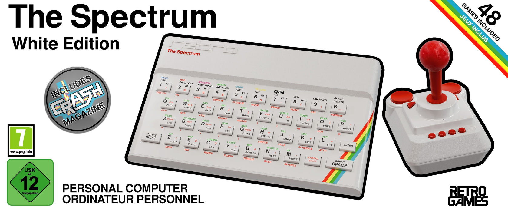 Consola - Koch Media The Spectrum White Edition, 48 Juegos Legendarios, Experiencia Retro, Blanco