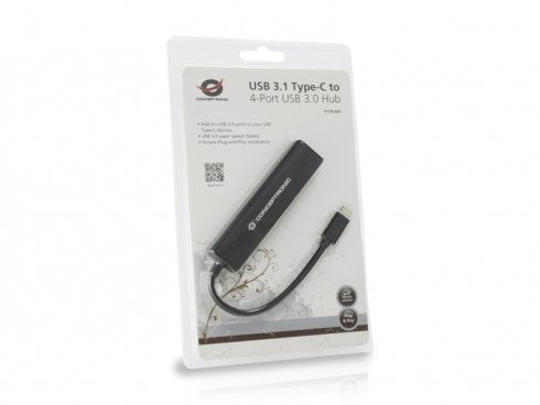 Conceptronic Hub Usb Tipo-C A 4 Puertos Usb 3.1 Negro