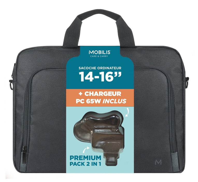 Mobilis Theone Briefcase Toploading 14-16"+65w Laptopcharger