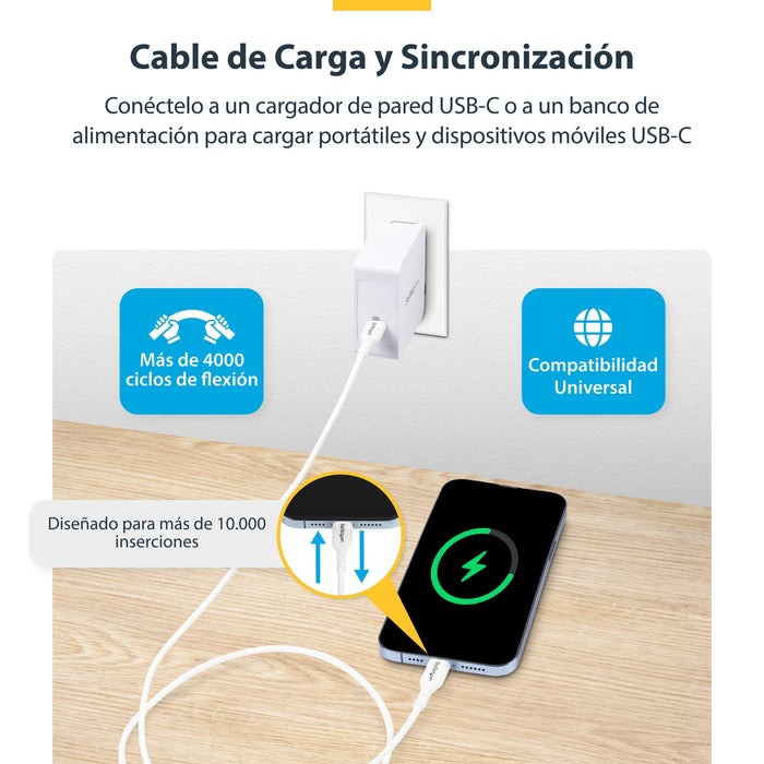 Cable Usb Tipo C Startech 3m Macho Macho Blanco