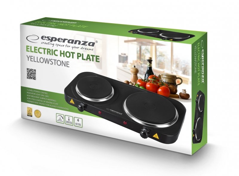 Esperanza Ekh007k Negro Encimera Hornillo Eléctrico / Placa Eléctrica 2 Zona(S)