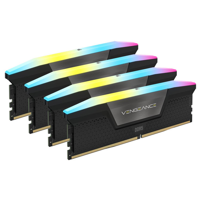 Memoria Corsair Vengeance Rgb, Ddr5 64gb 4x16gb 6400mhz Xmp 3.0, Cl32 - Quad-Kit, Negro