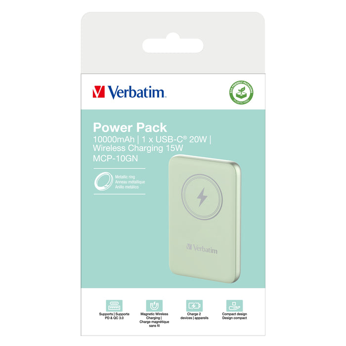 EAN 0023942322467 - Verbatim Charge 'n' Go Polímero de litio 10000 mAh Cargador inalámbrico Verde imagen 4