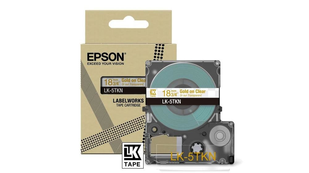 Epson Labelworks Lk-5tkn - Metálico - Dorado A Transparente - Rollo (1,8 Cm X 9 M)