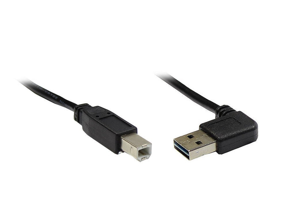 Goodconnections Anschlusscable Usb 2.0 Easy Stecker A Gewinkelt An Stecker B, Schwarz, 3m,
