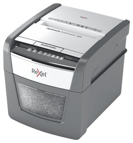 EAN 5028252613859 - Rexel AutoFeed 45X triturador de papel Corte cruzado 55 dB Negro, Plata imagen 2