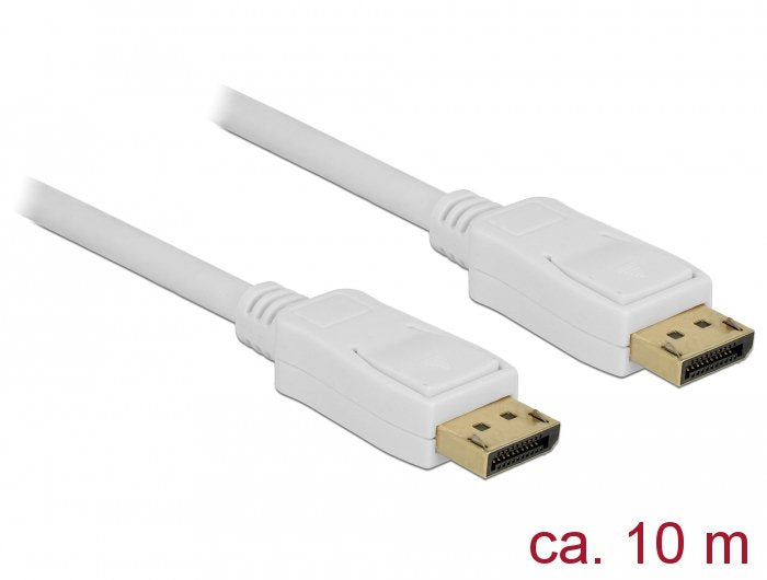 Delock Cable Displayport 1.2 Macho > Macho Blanco 4k 60 Hz 10m