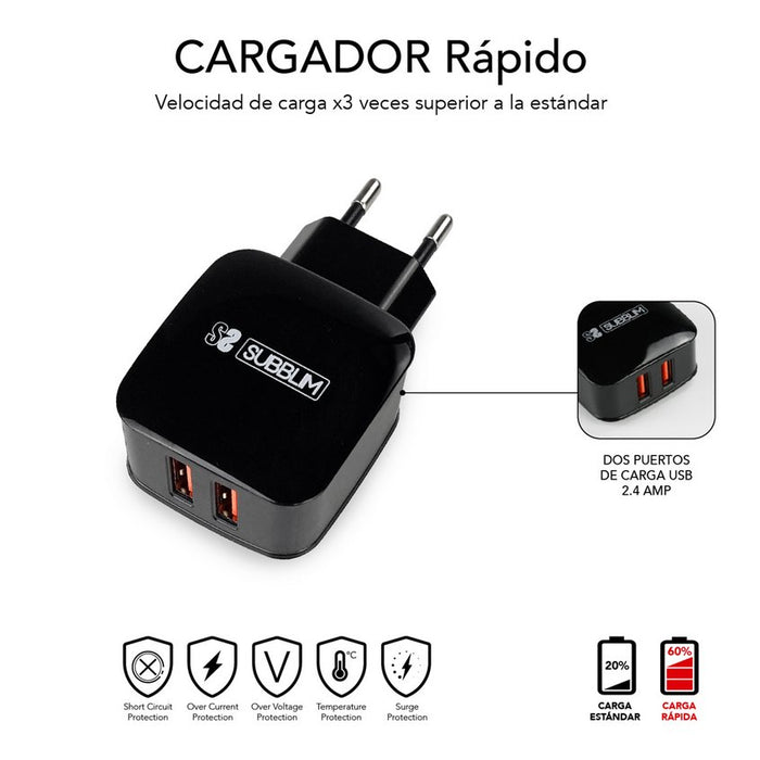 EAN 8436586740702 - SUBBLIM SUB-CHG-1ZWC02 cargador de dispositivo móvil Universal Negro Corriente alterna Carga rápida Inter imagen 9