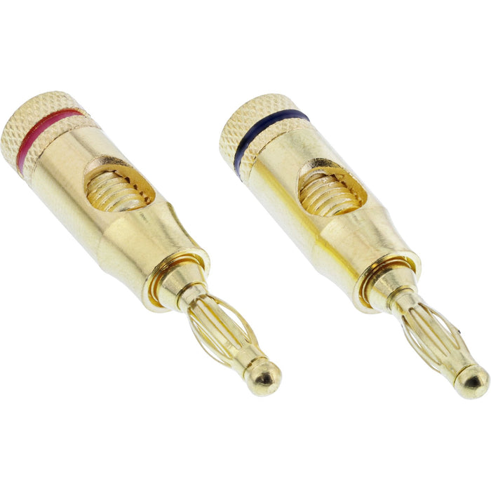 Inline Bana Plug Tornillo Versión Metal Dorado 1x Rojo 1x Negro
