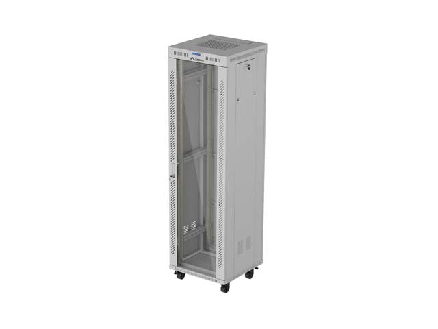 Lanberg Rack Cabinet 19" Free-Standing 42u 600x600 Flat Pack With Glass Door Lcd Grey V2