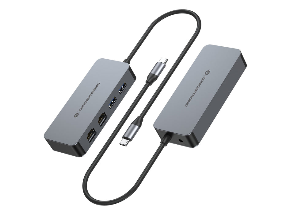 Adaptador Usb-C A Ethernet Rj45 Conceptronic Abby24g 2 Puertos Gigabit Con Hub Usb 3,2 X2 Puertos