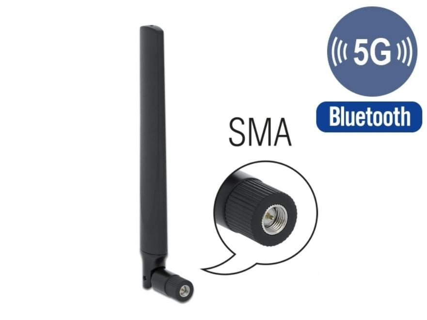 Delock 5g Lte Antenne Sma Stecker -3.3-1.3dbi Omnidirektional Mit Kippgelenk Schwarz