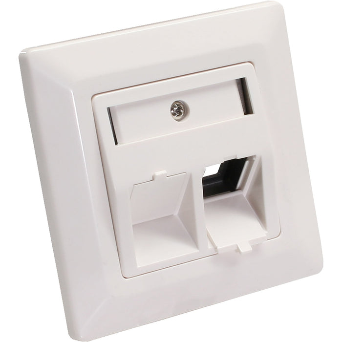 Inline Frame Set Para 2x Rj45 Bu/Lsa Empotrado, Keystone Snap-In, Ral9010, Blanco Puro
