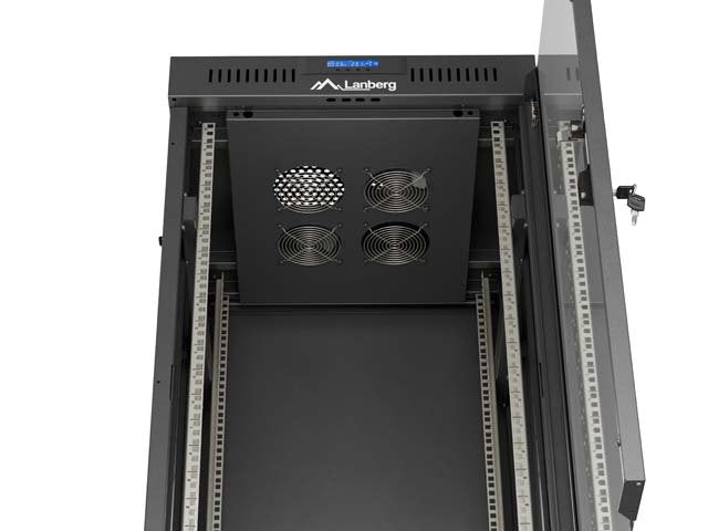 Lanberg Rack Cabinet 19" Free-Standing 24u 600x600 Flat Pack With Glass Door Lcd Negro V2