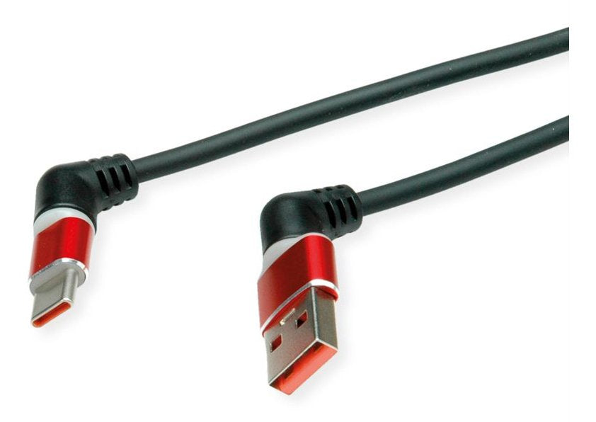 Roline Usb 2.0 Cable Typ-C - Typ-A St St 360 Rotation Schwarz   Rot 1m