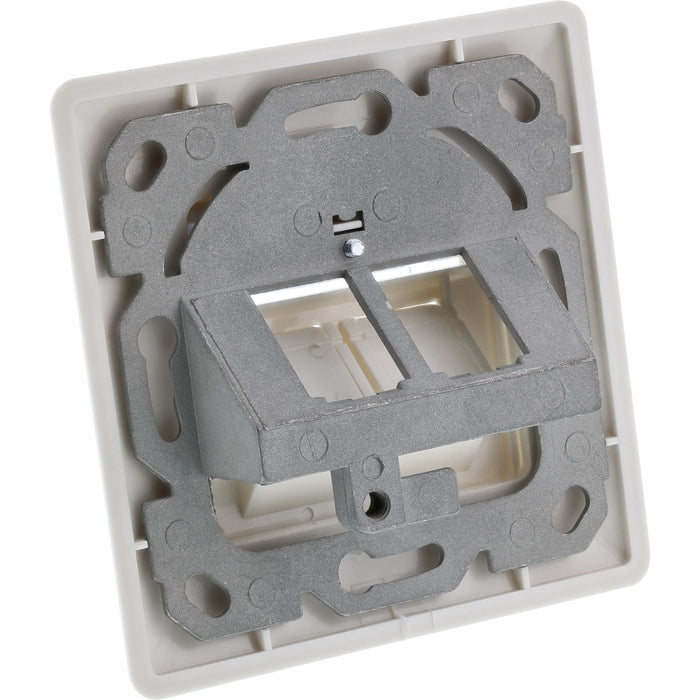 Inline Frame Set Para 2x Rj45 Bu/Lsa Empotrado, Keystone Snap-In, Ral9010, Blanco Puro
