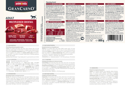 EAN 4017721827393 - animonda GranCarno multi meat cocktail Ternera, Pollo, Caza, Corazón, Pavo Adulto 800 g imagen 2