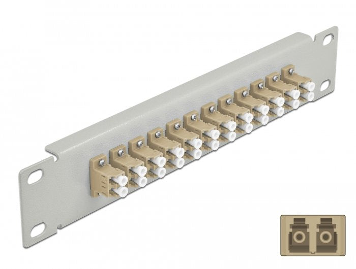 Delock 10" Panel De Conexión Fo 12 Puertos Lc Duplex Beige 1 U Gris