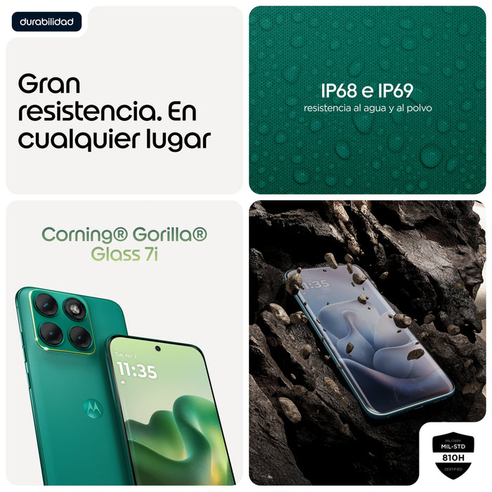 Motorola Edge 70 Fusion 5g Smartphone Sim Doble Ram 8 Gb / Memoria Interna 256 Gb Pantalla Oled 6.78" 2772 X 1272 Píxeles (144 Hz) 3 X Cámaras Traseras 50 Mp 13 Mp Front Camera 32 Mp Pantone Sporting Green