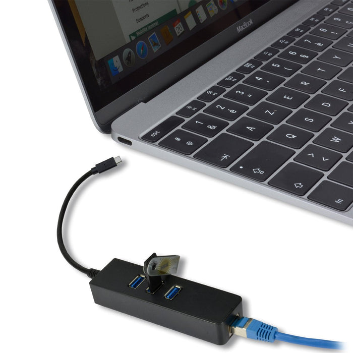 Mcl Usb Type-C To Gigabit Ethernet Adapter With 3 Ports Hub Usb 3.0