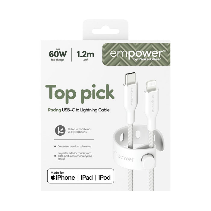 EAN 5715685027710 - PanzerGlass empower™ by ® Racing 60W USB-C to Lightning Cable | USB 2.0 | 1.2M | Silver White cable USB B imagen 3