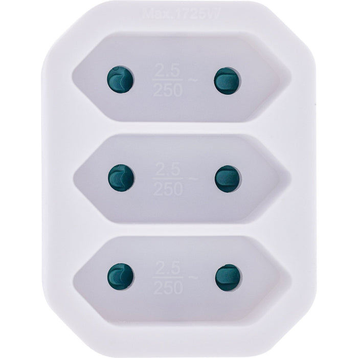 Inline® Power Adapter, Earthing Contact Plug A 3x Euro Socket, White