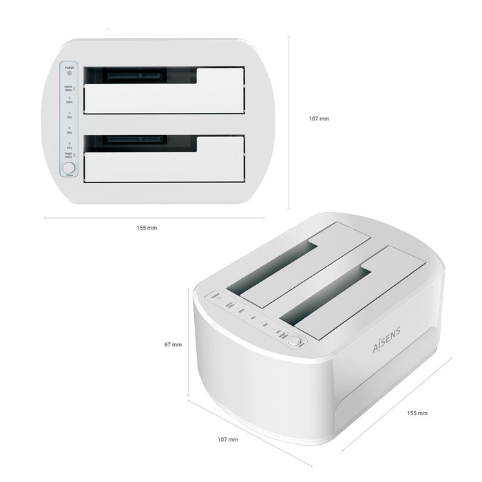EAN 8436574707915 - AISENS ASDS-D02W base de conexión para disco duro USB 3.2 Gen 1 (3.1 Gen 1) Type-B Blanco imagen 4