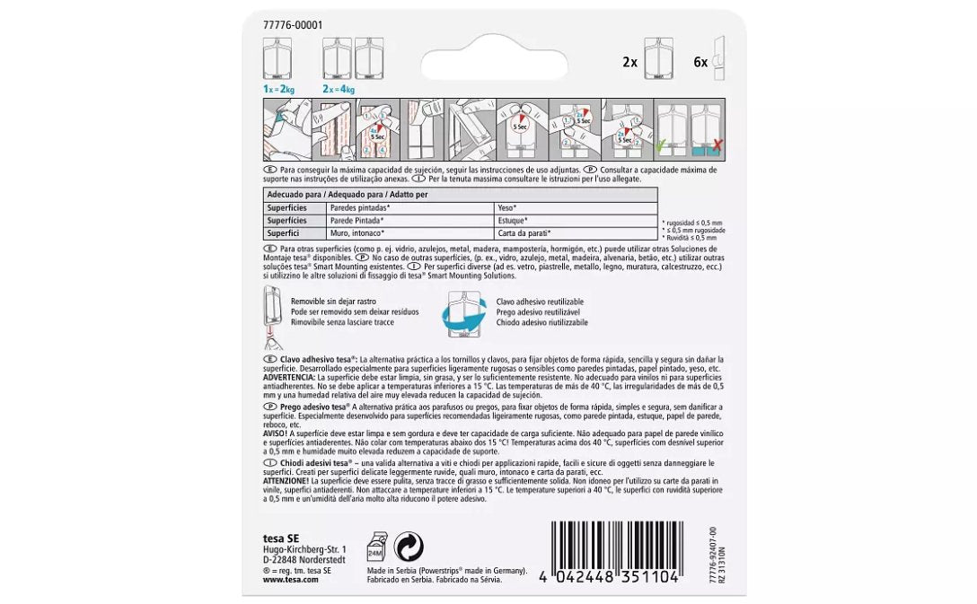 EAN 4042448351104 - TESA 77776-00001-00 Interior Gancho universal Blanco 2 pieza(s) imagen 8