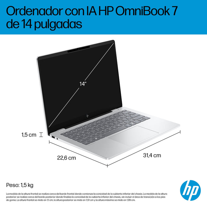 EAN 199251188053 - HP OmniBook 7 AI 14-fr0016ns Intel Core Ultra 7 255H Portátil 35,6 cm (14") 2K 32 GB LPDDR5-SDRAM 1 TB SSD imagen 6