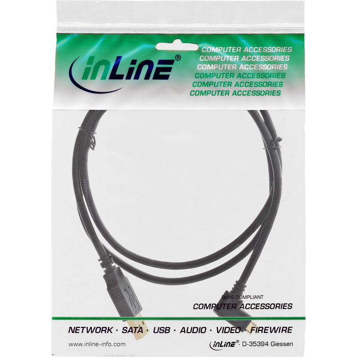 Inline Micro Usb 2.0 Cable Usb Tipo A Macho A Micro-B Macho Acodado Negro 2m