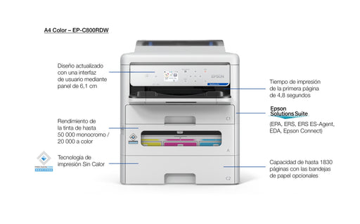 EAN 8715946717616 - Epson WorkForce Pro EP-C800RDW impresora de inyección de tinta Color 4800 x 1200 DPI A4 Wifi imagen 2