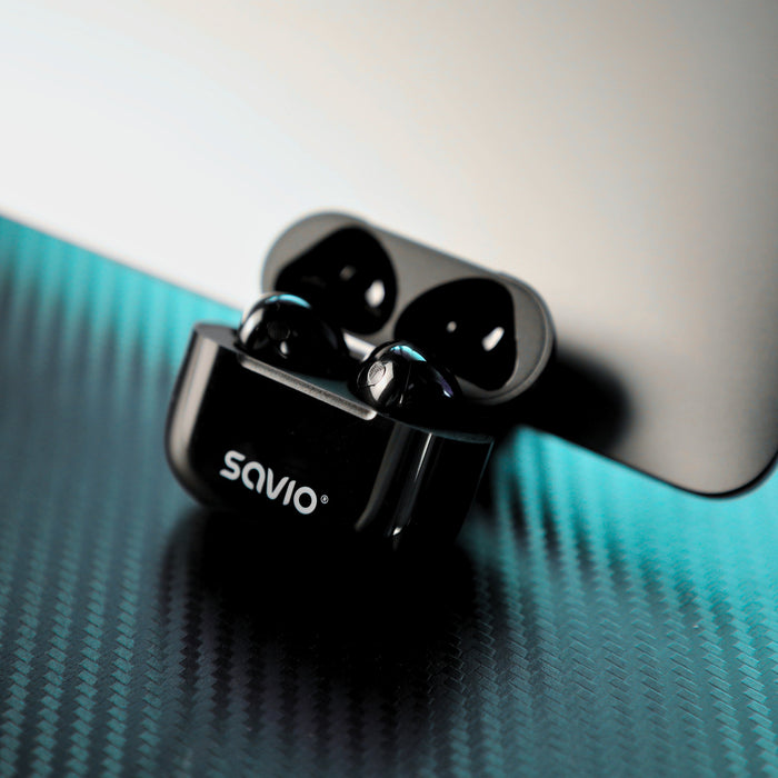 EAN 5901986049500 - Savio TWS-02 PRO auricular y casco Auriculares Inalámbrico Dentro de oído Música/uso diario USB Tipo C Bl imagen 9