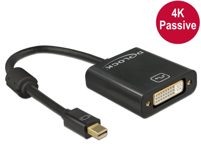 Delock Adaptador Mini Displayport 1.2 Macho > Dvi Hembra 4k Passiv Negro