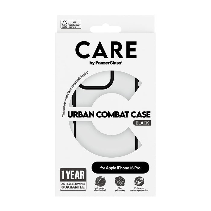 EAN 5715685004285 - PanzerGlass CARE™ by ® Urban Combat Case Transparent w. Black Frame iPhone 16 Pro funda para teléfono móv imagen 3