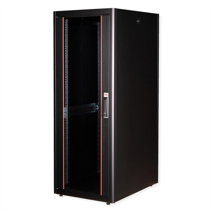 Roline 19-Zoll Netzwerkschrank Basic 32 He, 600x800 Bxt Glastr Schwarz