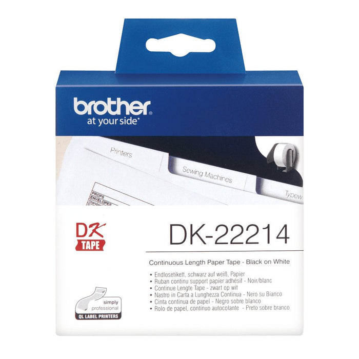 Brother Dk-22214 Blanco Rollo (1,2 Cm X 30,5 M) Papel Termico Para Brother Ql-1050, 1060, 500, 550