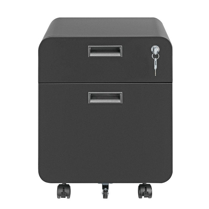 Mobile File Cabinet, 2-Drawer, W Lock, Negro